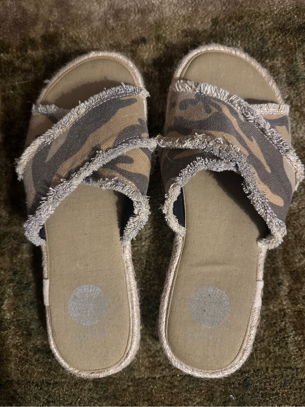Nalho Kamala Yoga Mat Espadrilles Sandals Slides Kamala Grey Camo Platform Sz 9